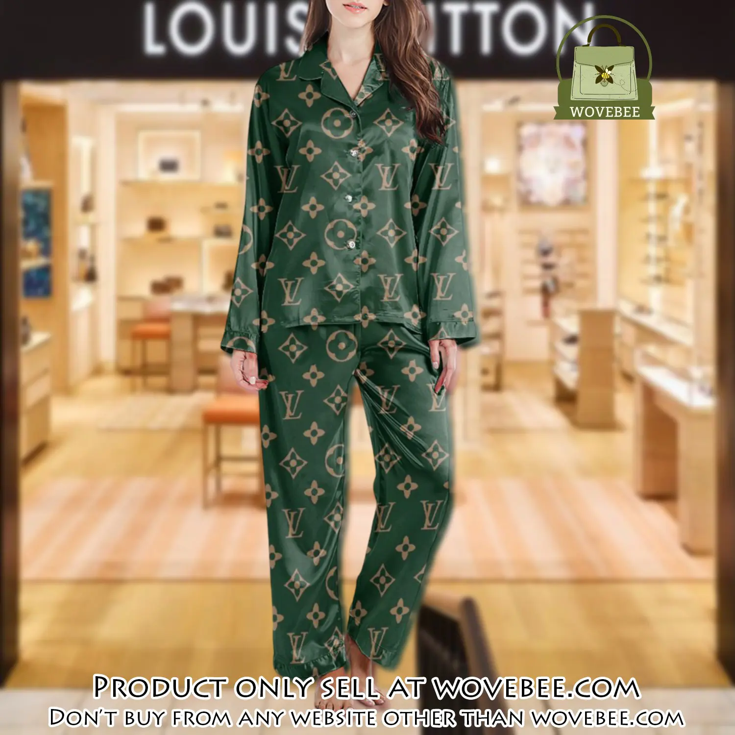 Lv monogram long satin pajama set pjs1028 wvb1357485